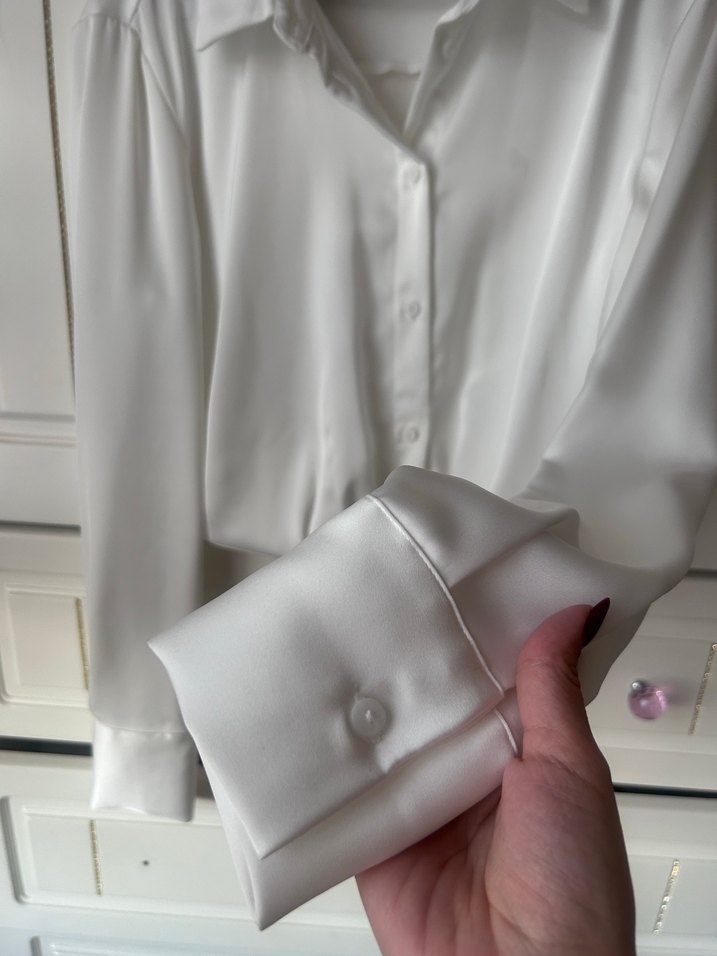 Beyaz Kadın Uzun Kollu Gömlek - Görsel 3