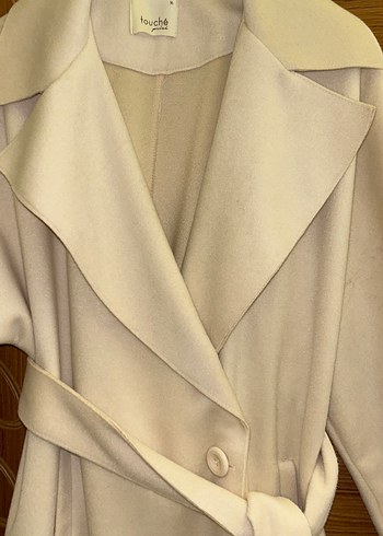 Bej Uzun Kollu Kadın Klasik Kaban - Görsel 5