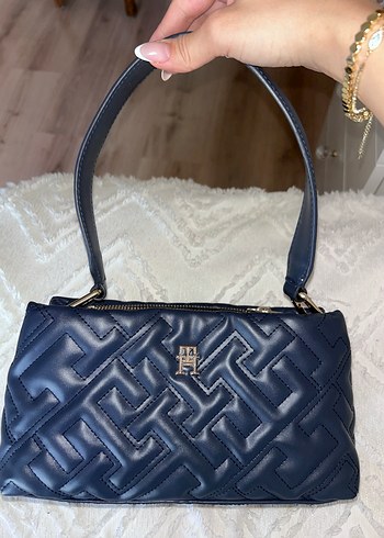 Lacivert nakışlı Deri Kadın Çanta - Görsel 7