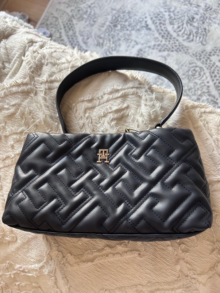 Lacivert nakışlı Deri Kadın Çanta - Görsel 5