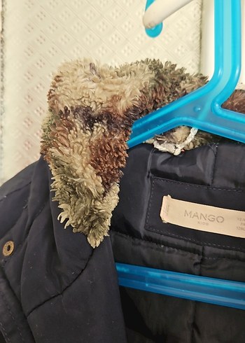 Unisex Çocuk Mavi Sıcak Kürklü Mont - Görsel 4