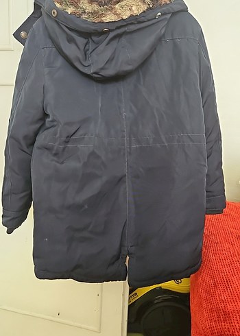 Unisex Çocuk Mavi Sıcak Kürklü Mont - Görsel 5