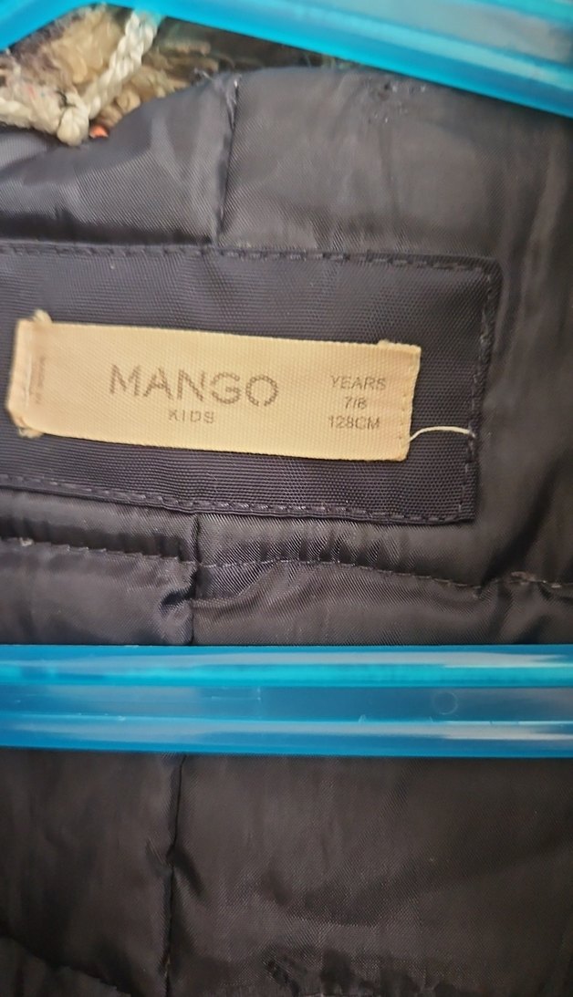 Unisex Çocuk Mavi Sıcak Kürklü Mont - Görsel 3