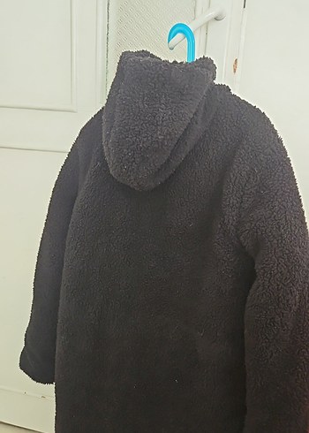 Düğmeli Siyah Kız Çocuk Midi Kaban - Görsel 2