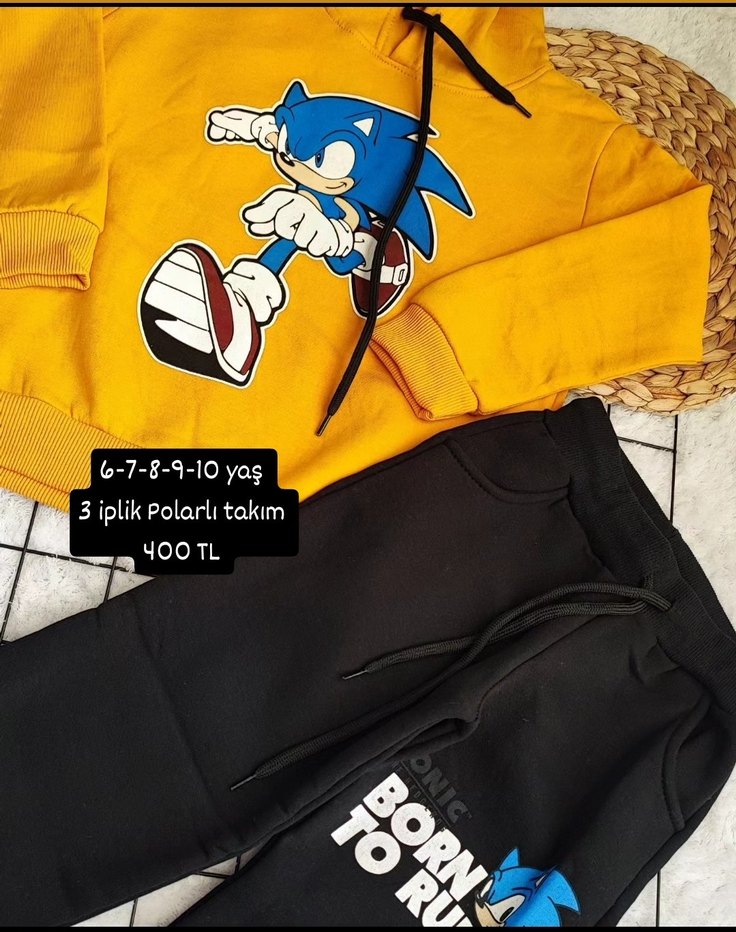 Renkli Baskılı Kapüşonlu Erkek Çocuk Eşofman Takımı - Görsel 2