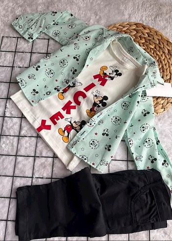 Bebek Erkek Pamuklu Mickey Baskılı Takım - Görsel 3