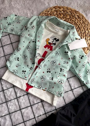 Bebek Erkek Pamuklu Mickey Baskılı Takım - Görsel 2