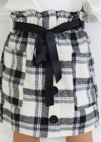 Kemerli Ekose Desenli Kız Çocuk Etek - Görsel 2