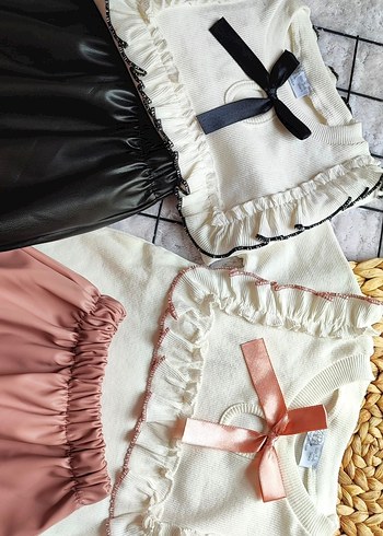 Kız Çocuk Siyah Deri Fırfırlı Etek - Görsel 2