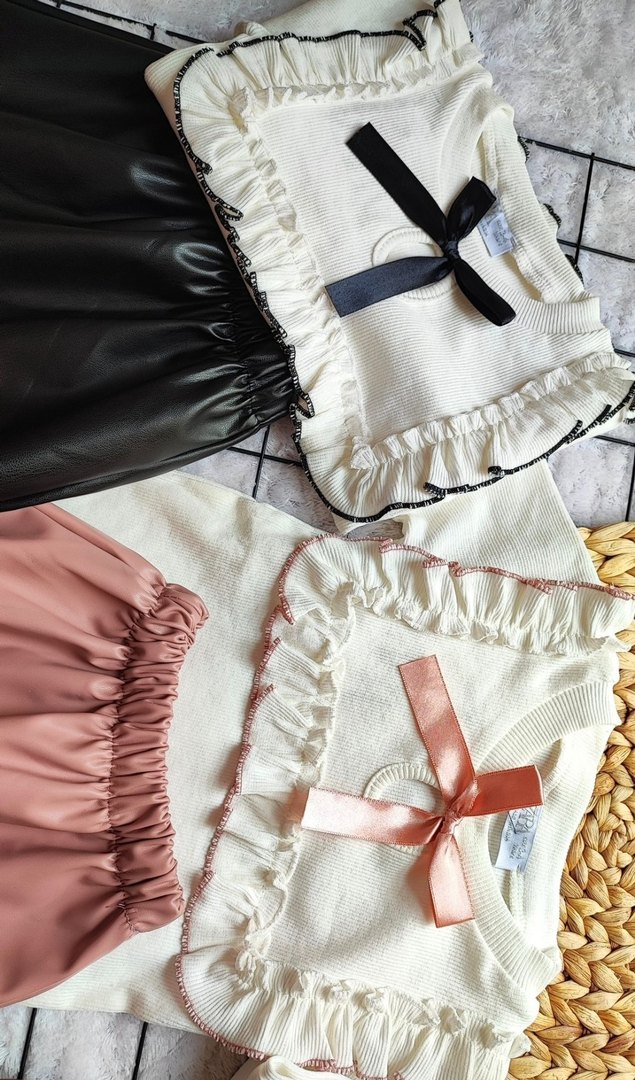 Kız Çocuk Siyah Deri Fırfırlı Etek - Görsel 2