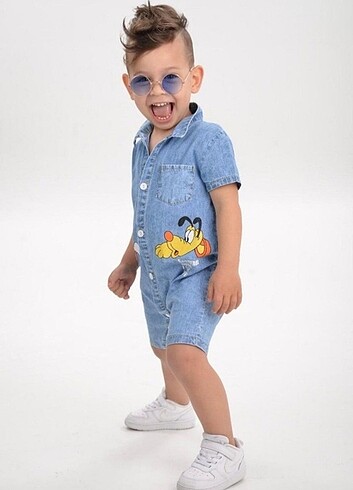 12-18 Ay Beden beyaz Renk Denim kot tulum bebek