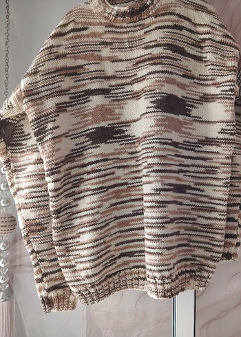 Uzun Kollu Bağlama Desenli Bohem Kazak - Görsel 2