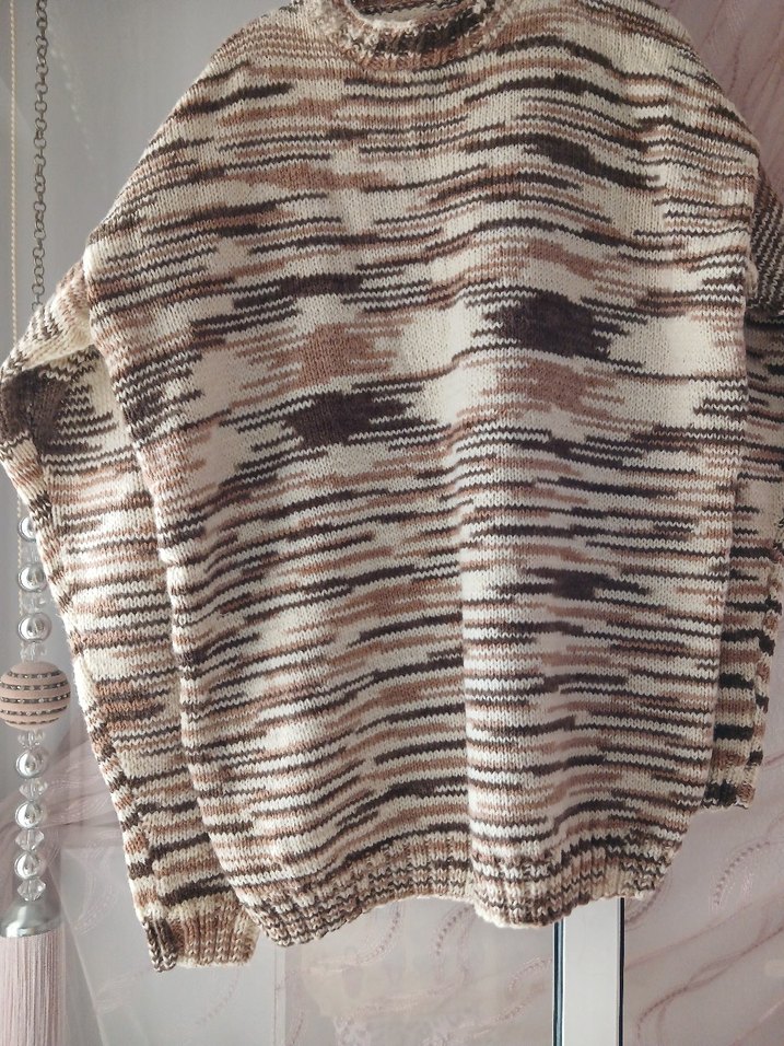 Uzun Kollu Bağlama Desenli Bohem Kazak - Görsel 2