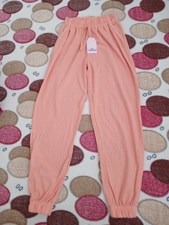 Bordo Pamuklu Kız Çocuk Dantelli Rahat Pantolon - Görsel 4