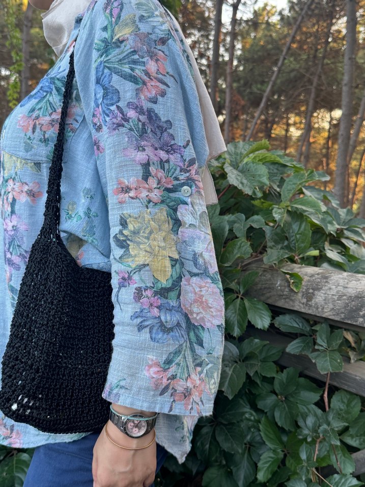 Siyah Örgü Kadın Çanta - Görsel 2