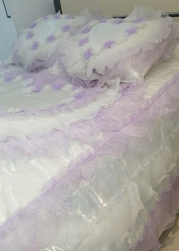 Lila Nakışlı Pastel Yatak Örtüsü - Görsel 4