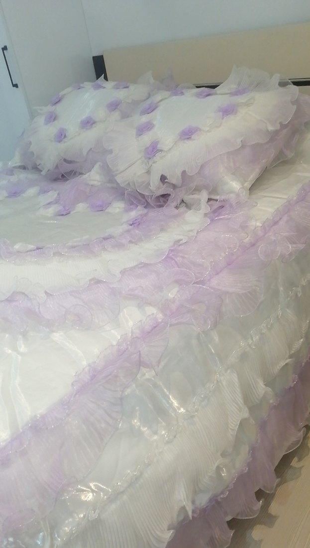 Lila Nakışlı Pastel Yatak Örtüsü - Görsel 4