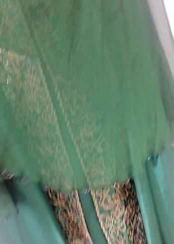 Yeşil Nakışlı Uzun Kadın Hint Elbisesi #kına elbisesi - Görsel 9