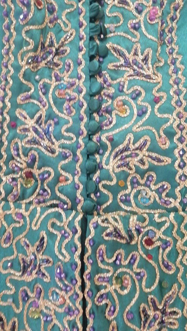 Yeşil Nakışlı Uzun Kadın Hint Elbisesi #kına elbisesi - Görsel 5