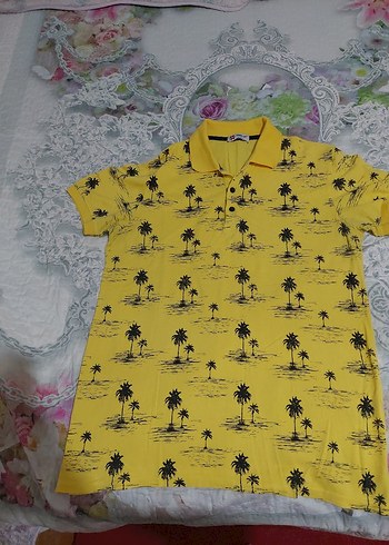 Sarı Desenli Erkek Polo Tişört - Görsel 2