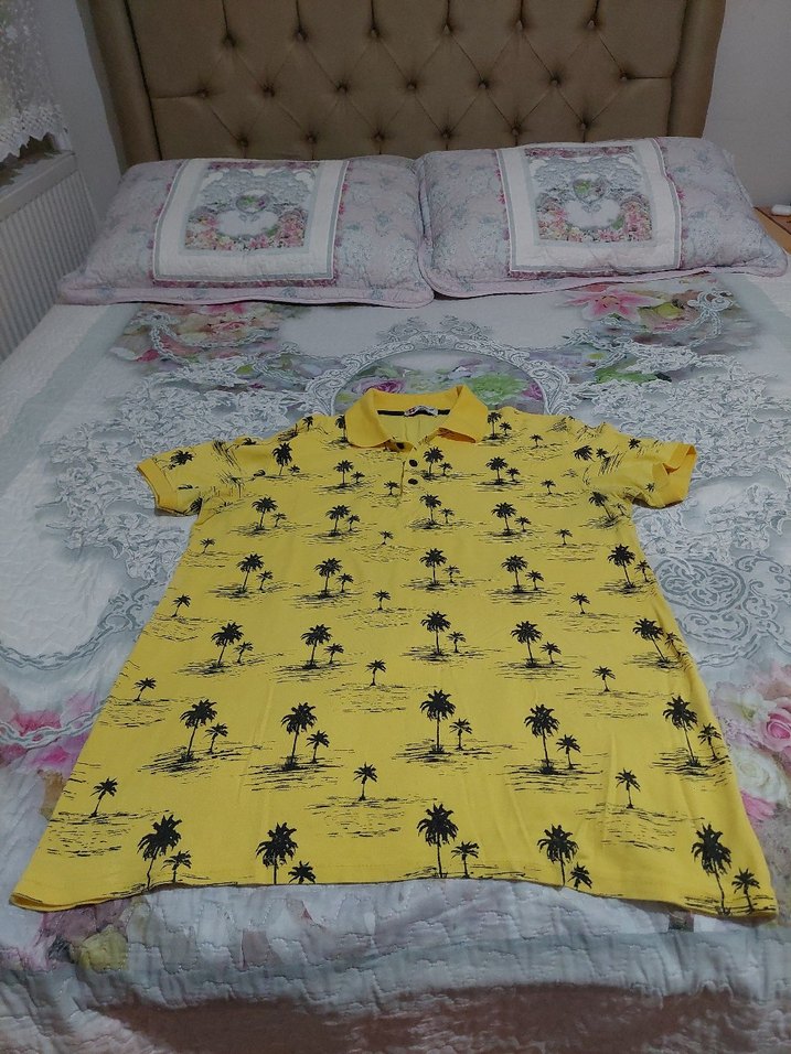 Sarı Desenli Erkek Polo Tişört - Görsel 3