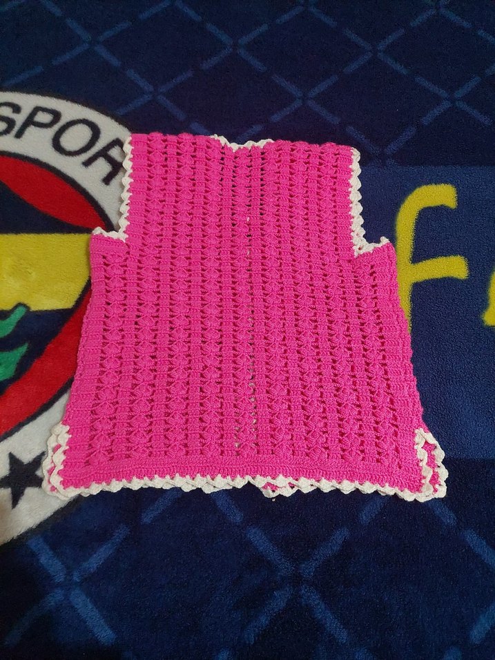 Kız Çocuk Pembe Örgü Bohem Yelek - Görsel 3