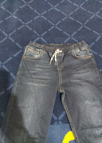 Lacivert Bağcıklı Erkek Çocuk Kot Pantolon - Görsel 4