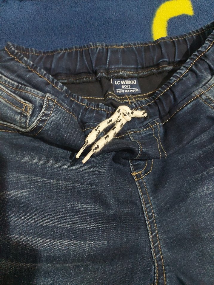 Lacivert Bağcıklı Erkek Çocuk Kot Pantolon - Görsel 3