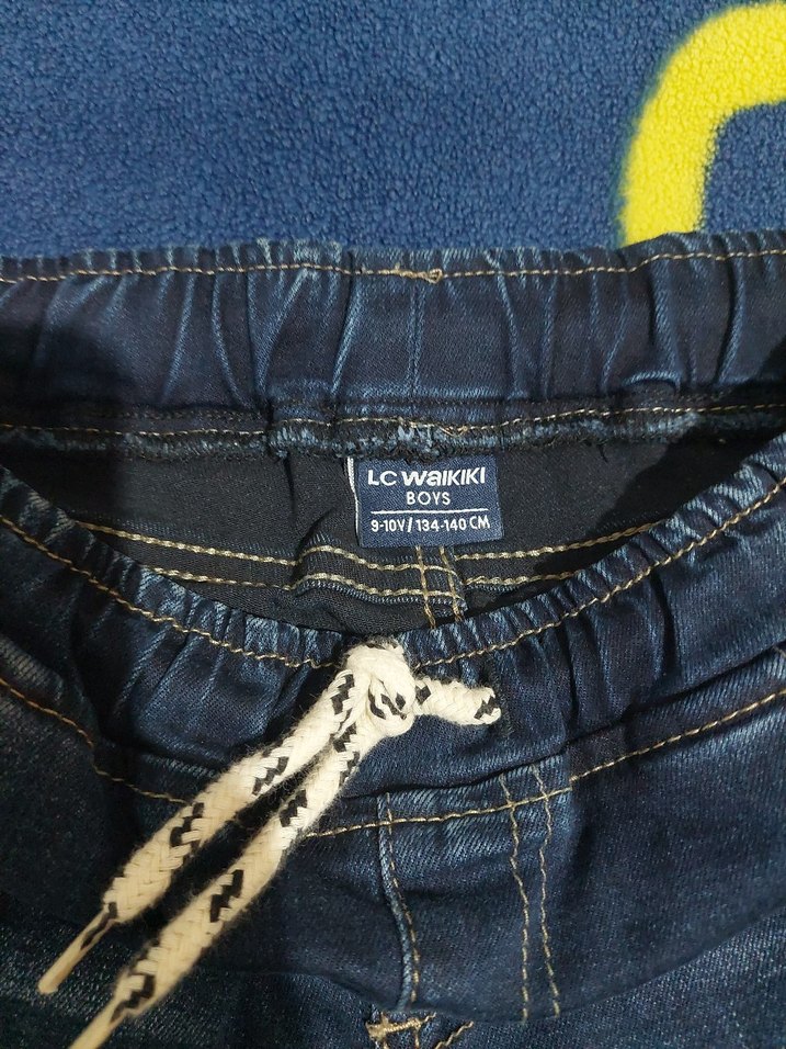 Lacivert Bağcıklı Erkek Çocuk Kot Pantolon - Görsel 5