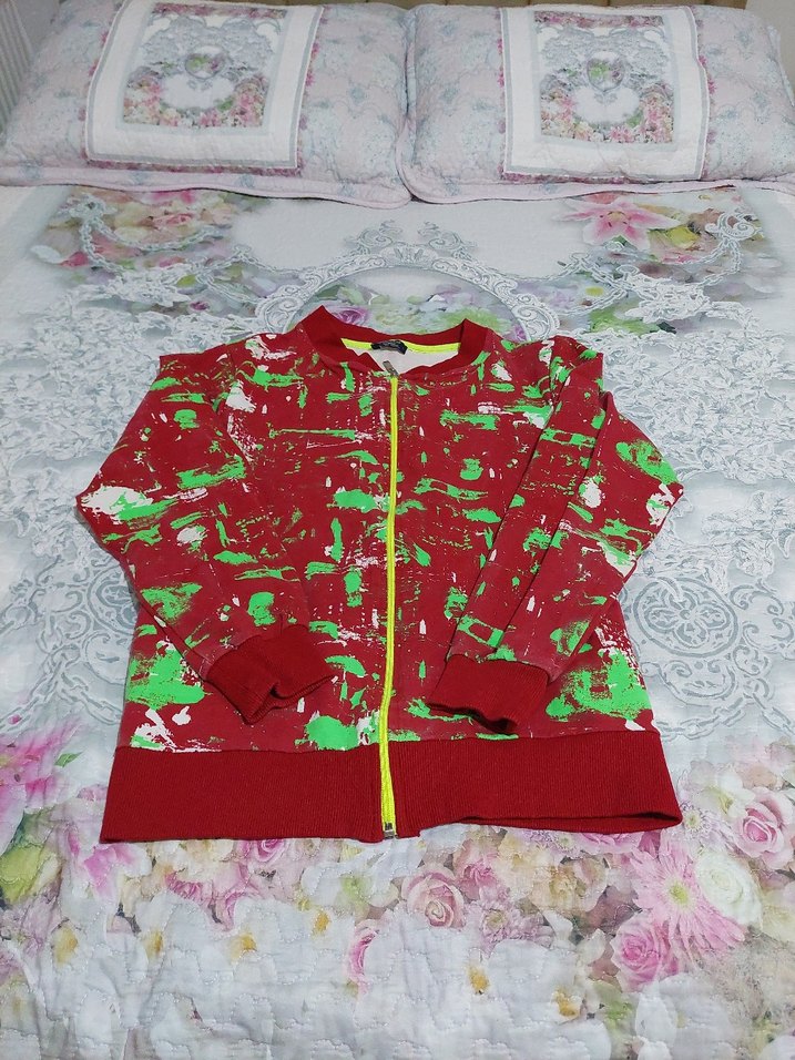 Kız Çocuk Renkli Batik Fermuarlı Ceket - Görsel 2