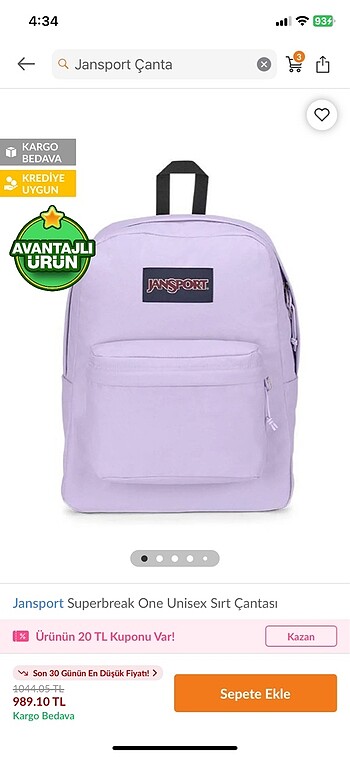 Beden Jansport superbreak one sırt çantası kadın