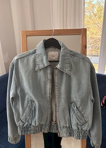 Gri Yüksek Yakalı Denim Ceket - Görsel 9