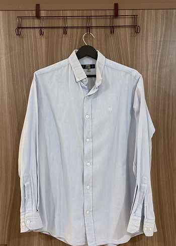 Gri Düğmeli Erkek Keten Gömlek - Görsel 2