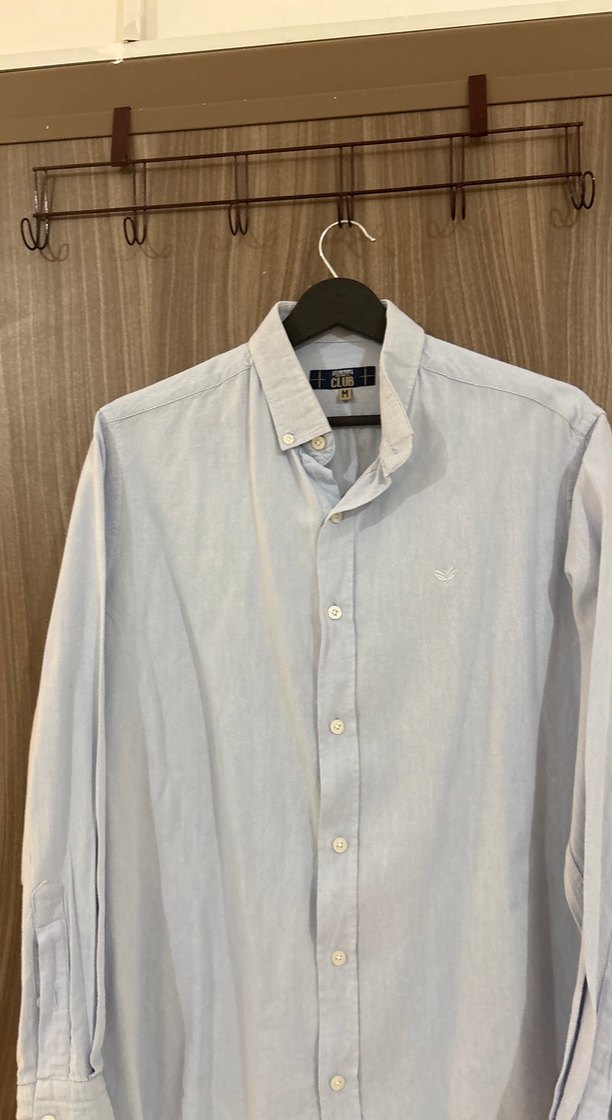 Gri Düğmeli Erkek Keten Gömlek - Görsel 5