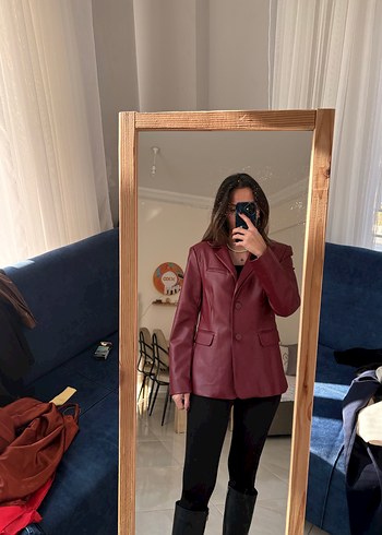 Bordo Rugan Kadın Blazer Ceket - Görsel 11