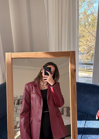 Bordo Rugan Kadın Blazer Ceket - Görsel 4