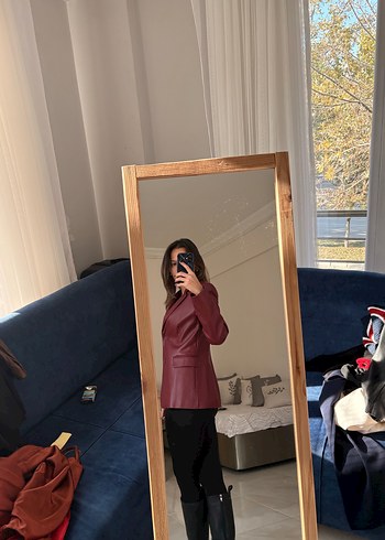 Bordo Rugan Kadın Blazer Ceket - Görsel 8