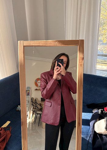 Bordo Rugan Kadın Blazer Ceket - Görsel 12