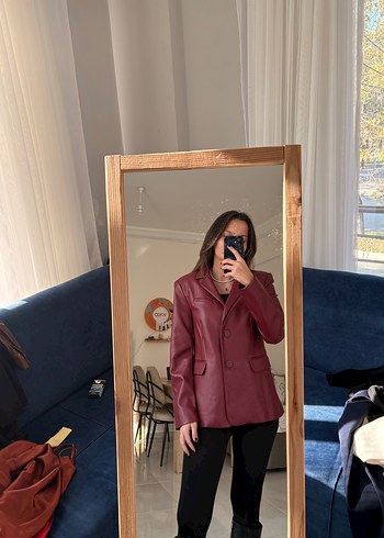 Bordo Rugan Kadın Blazer Ceket - Görsel 10