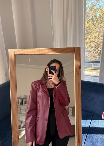 Bordo Rugan Kadın Blazer Ceket - Görsel 3