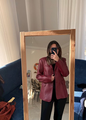 Bordo Rugan Kadın Blazer Ceket - Görsel 14