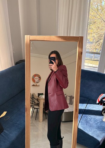 Bordo Rugan Kadın Blazer Ceket - Görsel 9