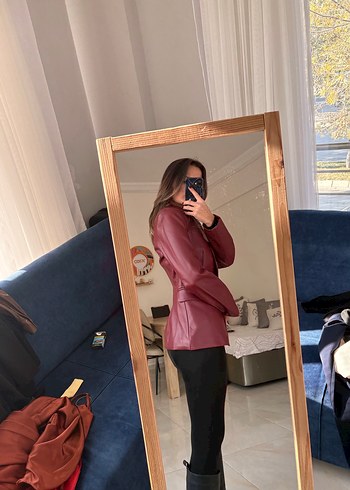 Bordo Rugan Kadın Blazer Ceket - Görsel 7