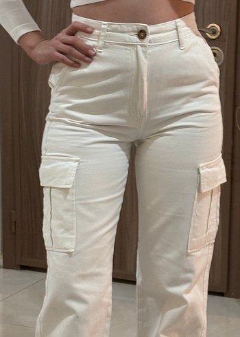 Beyaz Pamuklu Kadın Kot Pantolon - Görsel 7