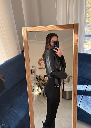 Siyah Deri Kadın Ceket - Görsel 7