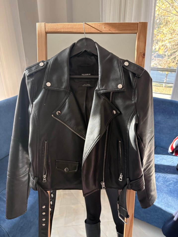 Siyah Deri Kadın Ceket - Görsel 5