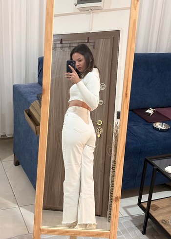 Beyaz Kadın Pamuklu Normal Boy Dar Kesim Jean - Görsel 3