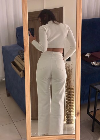 Beyaz Kadın Pamuklu Normal Boy Dar Kesim Jean - Görsel 14