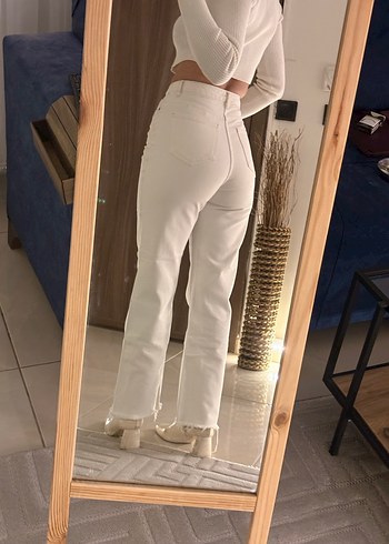 Beyaz Kadın Pamuklu Normal Boy Dar Kesim Jean - Görsel 19