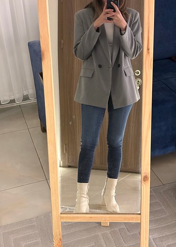 Gri Dar Kesim Boy Kadın Kot Pantolon - Görsel 6